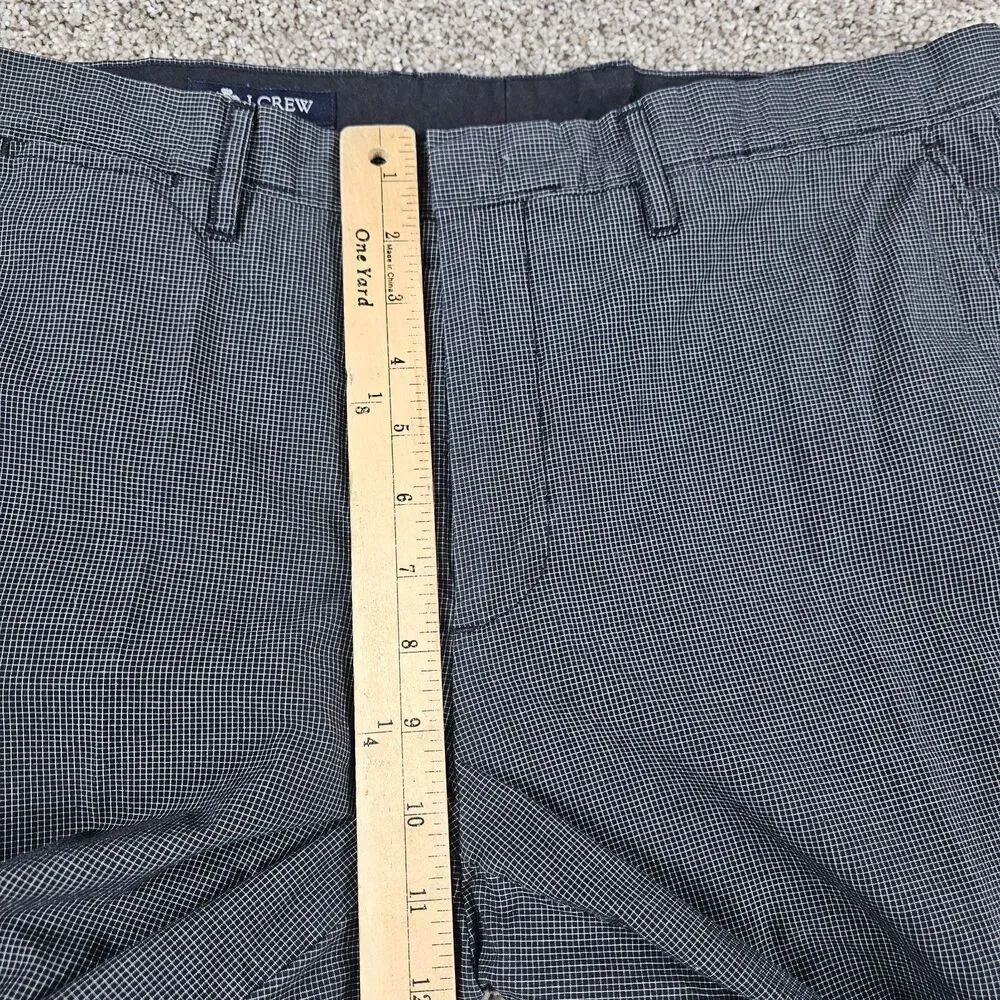 J Crew Pants Mens 34x29 Black Grid Check Bedford Slim Tapered Lightweight Cotton